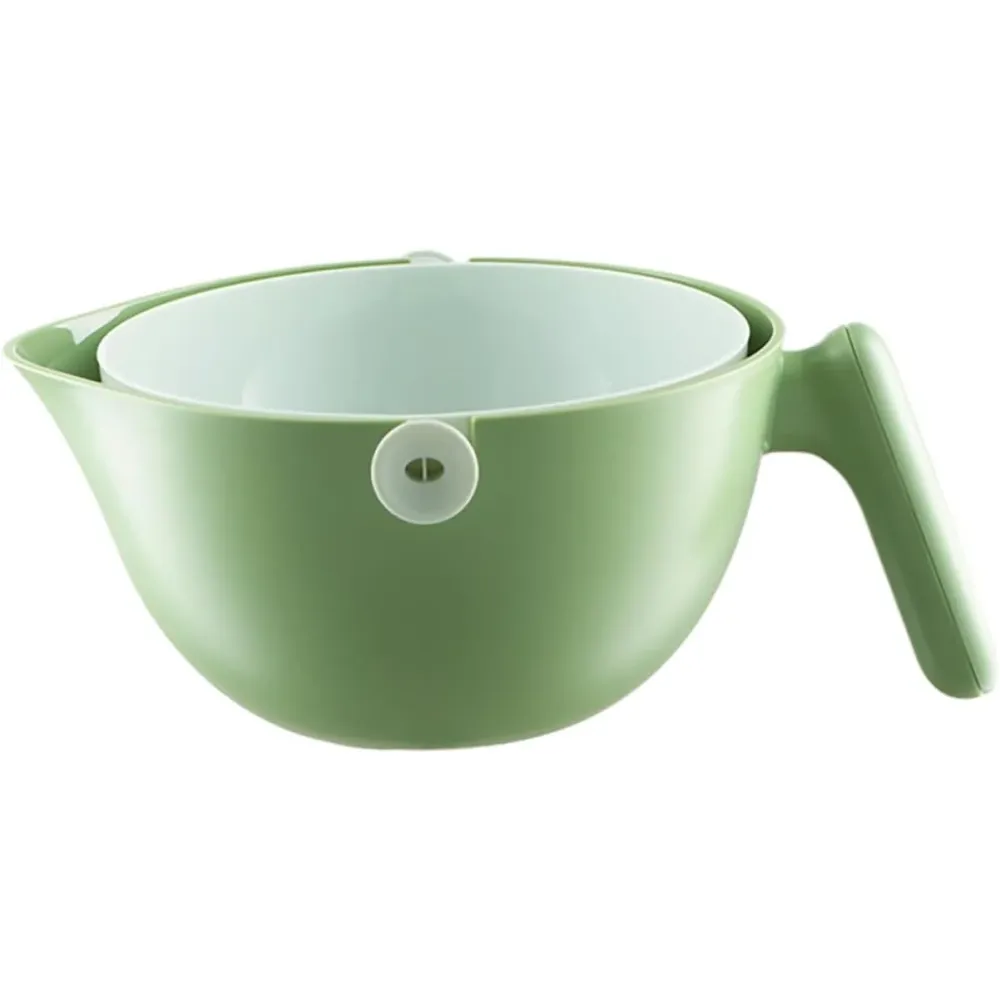 Bol cu Doua Straturi, Vivimall, pentru Fructe, Legume, cu Cos de Scurgere Apei, 2L, din ABS+PP, 29.9 x 22.5 x 11.8 cm, Ver...