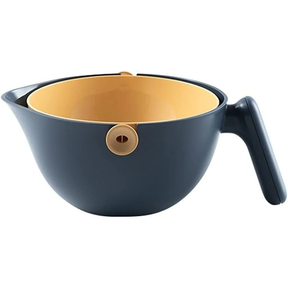 Bol cu Doua Straturi, Vivimall, pentru Fructe, Legume, cu Cos de Scurgere Apei, 2L, din ABS+PP, 29.9 x 22.5 x 11.8 cm, Alb...