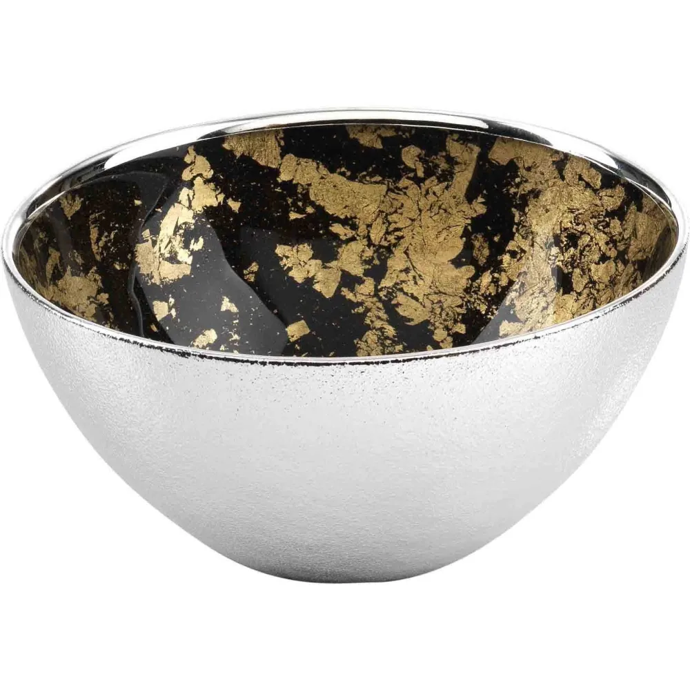 Bol de sticlă Argenesi Gold Leaf 16cm negru mat 1.754141