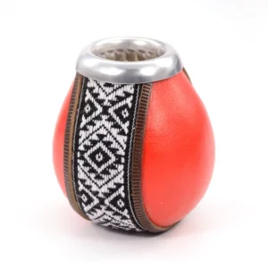 Calabash din coaja de dovleac cu inel de aluminiu rosu