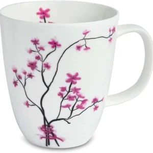 Cană de ceai din porcelană cu farfurie Cherry Blossom 180ml