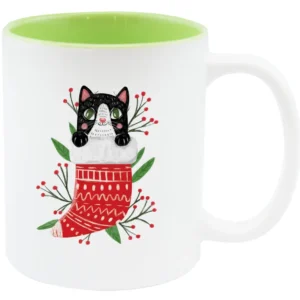 Cană de Crăciun Puss verde