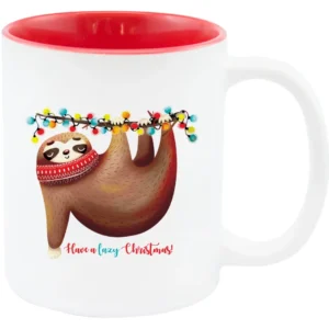 Cană de Crăciun Sloth roșu