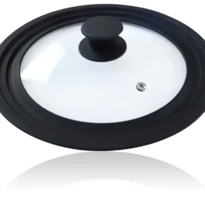 Capac de sticlă universal - dimensiuni multiple, margini exterioare 12,2” / 31 cm diametru, pentru oale și tigăi, negru