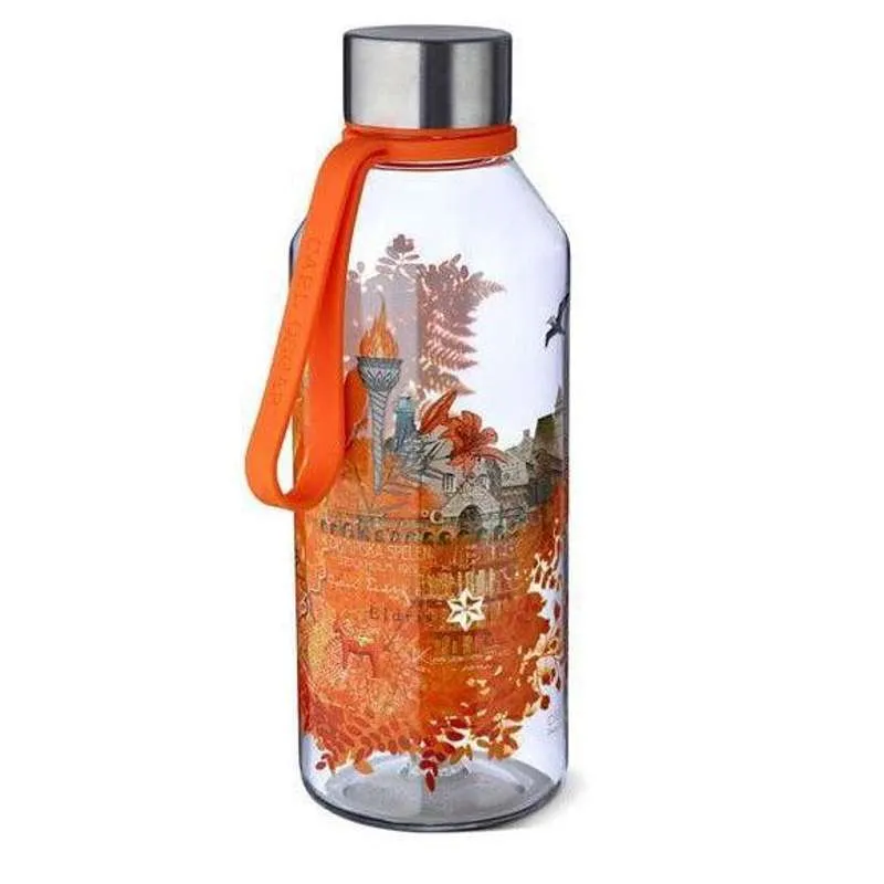Carl Oscar WisdomFlask Sticlă de apă cu curea - 0.65L - Foc (Portocalie)