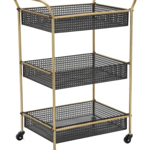 Carucior Servire Mauro Ferretti Cart Fashion 56X37X81 cm, Negru/ Auriu