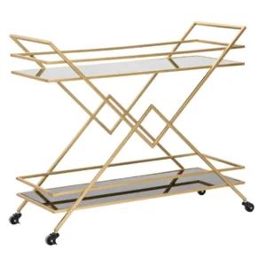 Carucior Servire Mauro Ferretti Glam Piramid 90X40X80 cm, Auriu/Negru