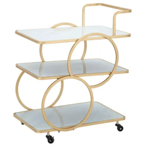 Carucior Servire Mauro Ferretti Marble Glass 64X46X79 cm, Auriu/Multicolor