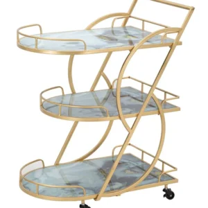 Carucior Servire Mauro Ferretti Marble Glass Mix 71X45,5X84,5 cm, Auriu/Multicolor