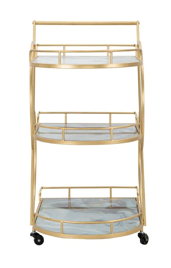 Carucior Servire Mauro Ferretti Marble Glass Mix 71X45,5X84,5 cm, Auriu/Multicolor