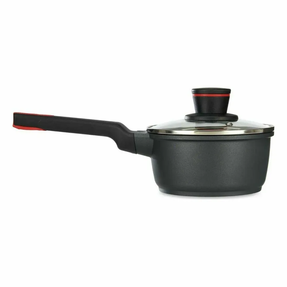 Caserolă cu capac Ø 16 cm Negru Aluminiu (6 Unități)