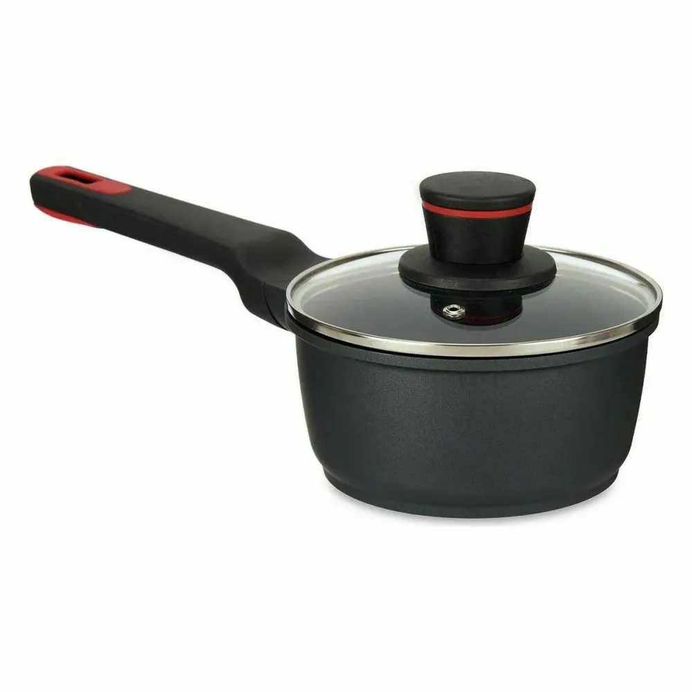 Caserolă cu capac Ø 16 cm Negru Aluminiu (6 Unități)
