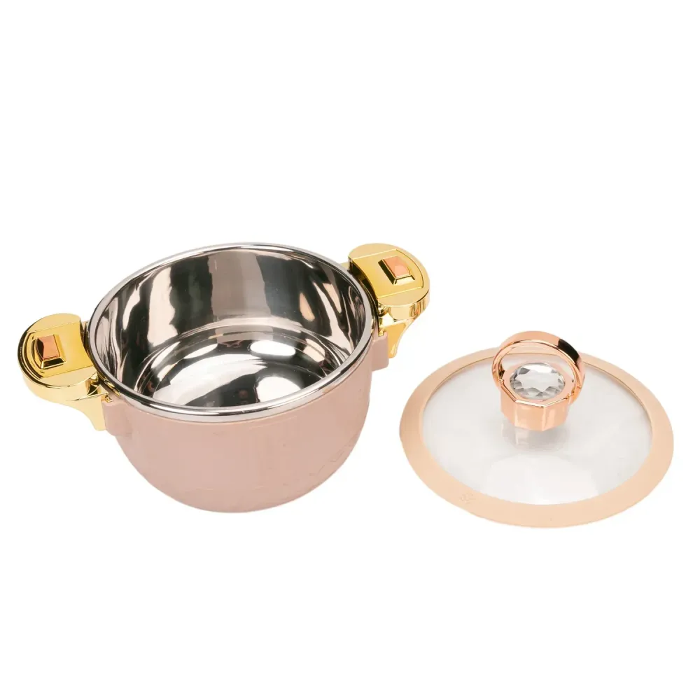 Caserola termica, set 3 piese, Thermo Class, cu interior din inox, Naimeed D6701, Roz
