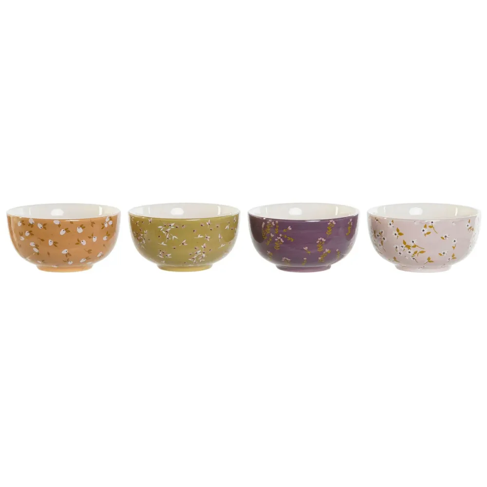 Castron DKD Home Decor Verde Roz Muştar Liliachiu Dolomite Shabby Chic 600 ml 14 x 14 x 7 cm (4 Unități)