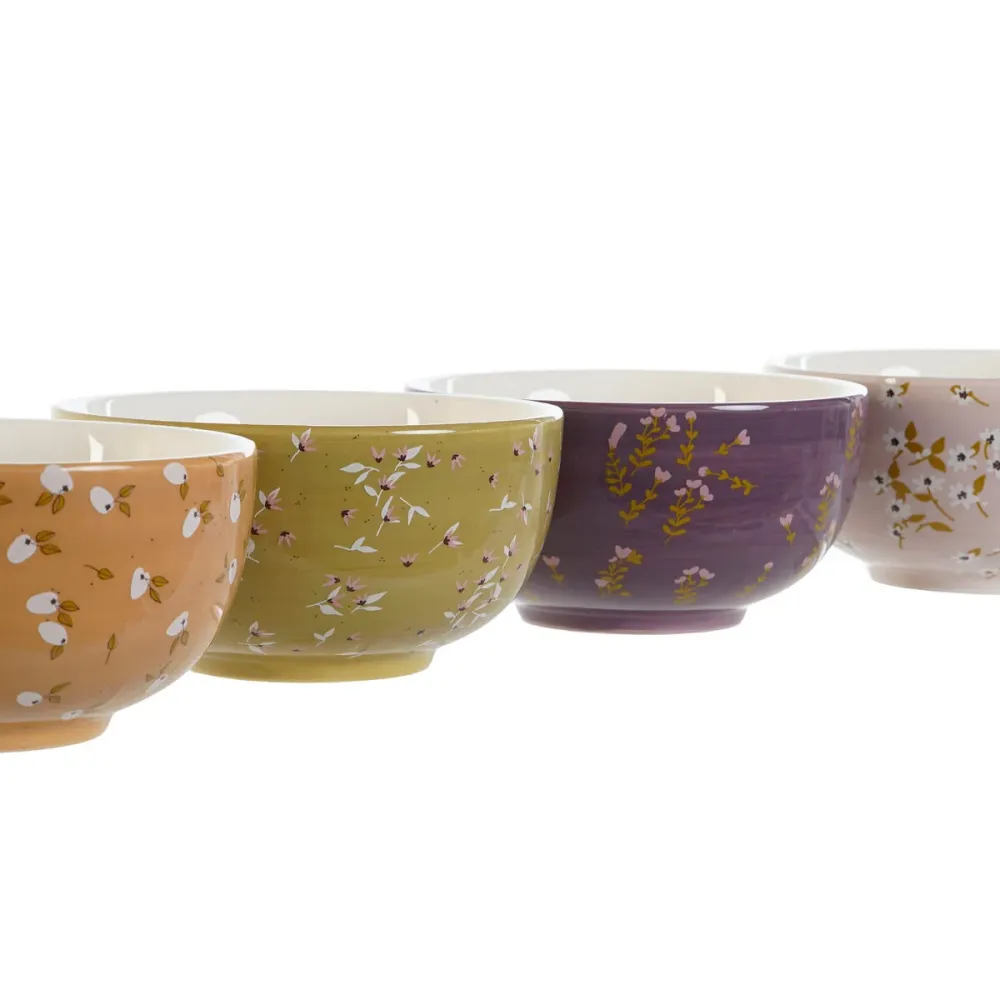 Castron DKD Home Decor Verde Roz Muştar Liliachiu Dolomite Shabby Chic 600 ml 14 x 14 x 7 cm (4 Unități)