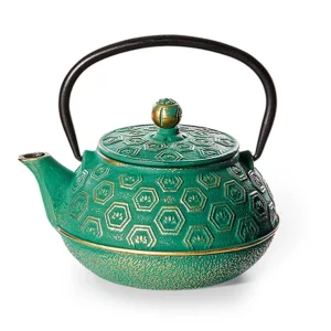 Ceainic din fontă verde-aurie cu relief Hebei 800 ml