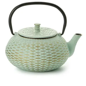 Ceainic din fonta Fuzhou menta-aur cu relief 800 ml