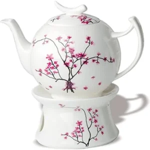 Ceainic din portelan Cherry Blossom cu incalzitor 1 l
