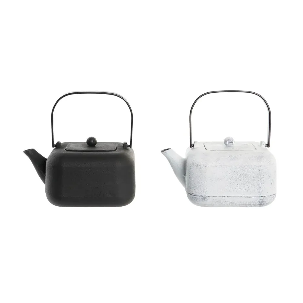 Ceainic DKD Home Decor Negru Oțel inoxidabil Alb 1,2 L (2 Unități)