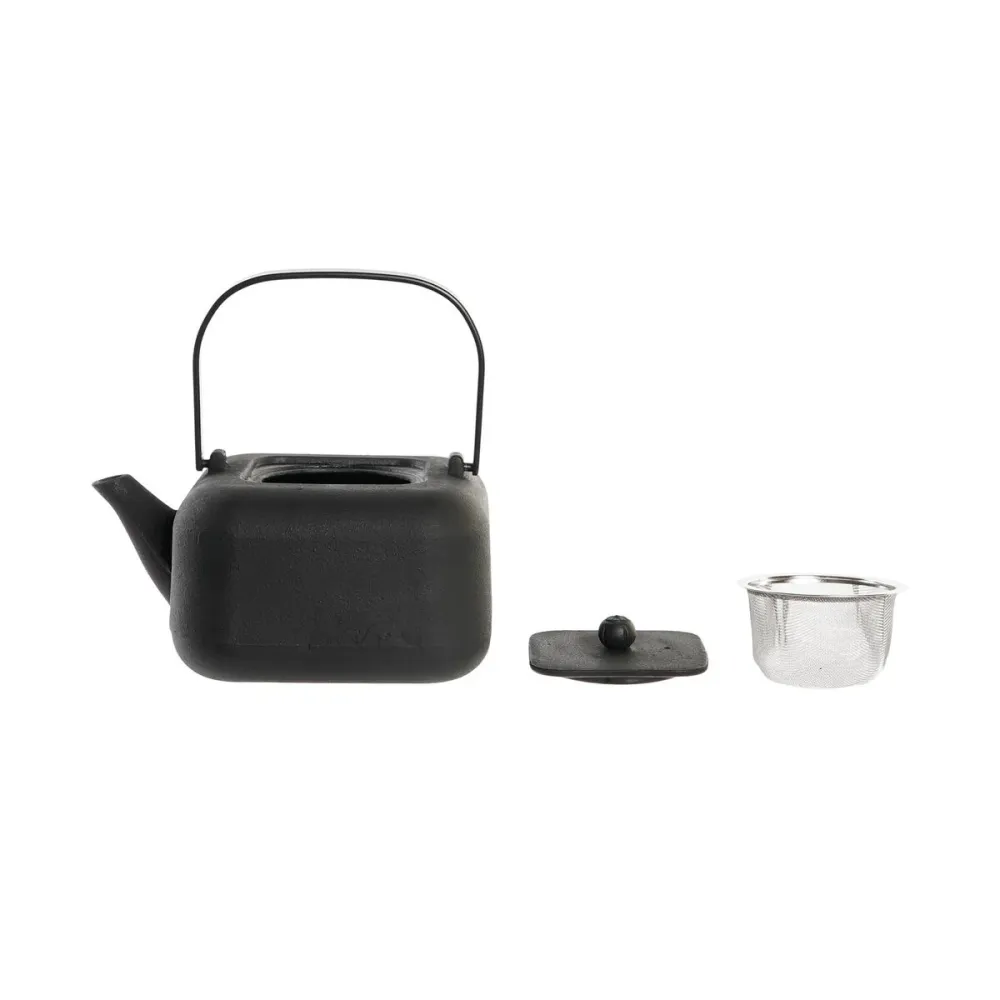 Ceainic DKD Home Decor Negru Oțel inoxidabil Alb 1,2 L (2 Unități)