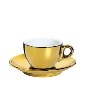 Ceasca si farfurie de espresso, auriu, 50 ml, colectia Roma - CILIO