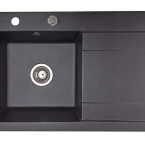 Chiuveta de bucatarie Chiuveta cu un singur vas din granit cu scurgere Neagra 80 x 50