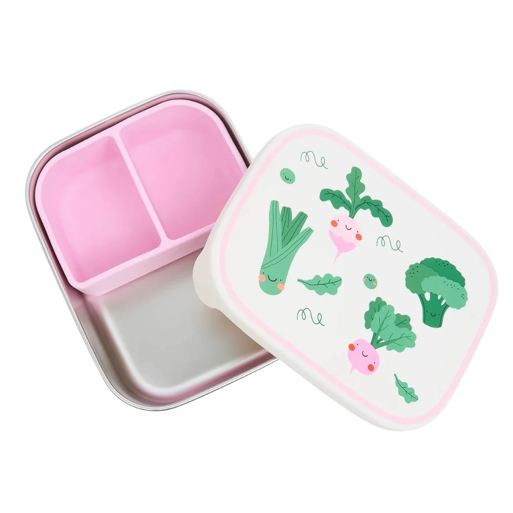 Cotton Cloud Cutia de prânz din oțel inoxidabil pentru copii cu separatoare detașabile Veggie Pals