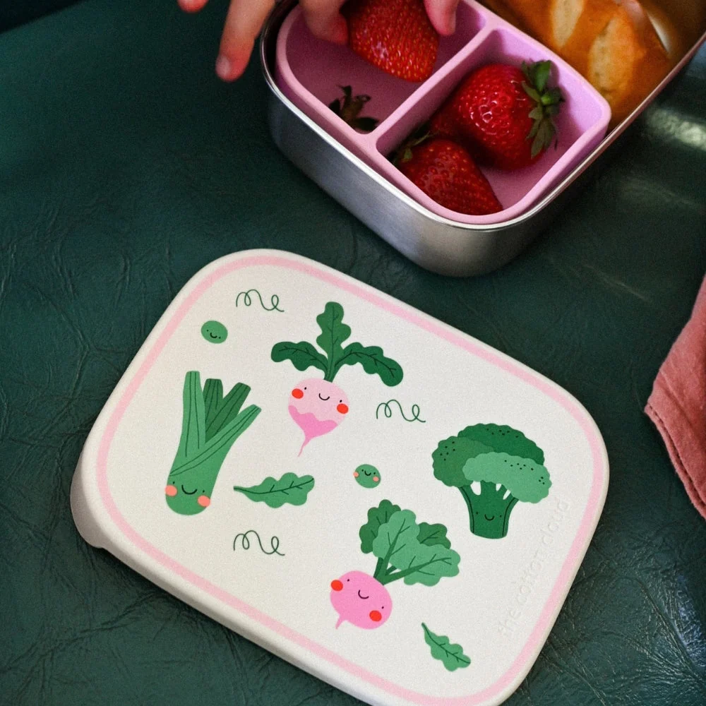 Cotton Cloud Cutia de prânz din oțel inoxidabil pentru copii cu separatoare detașabile Veggie Pals