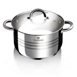 Cratiță din inox Blaumann BL-1021A cu capac din sticlă – Ø22×13,5 cm, 4,7 L