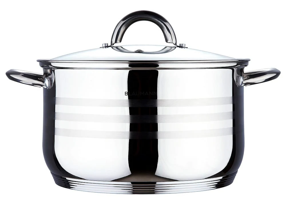 Cratiță din inox Blaumann BL-1021A cu capac din sticlă – Ø22×13,5 cm, 4,7 L