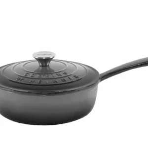 Cratita din fonta emailata cu coada si capac, 24x8cm, capacitate 2.5l Marble Gray / DCN58638