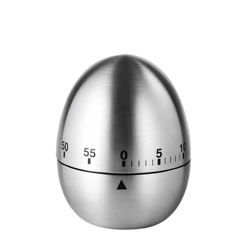 Cronometru de Bucatarie, Vivimall, Mecanic, Forma de Ou, din Otel Inoxidabil, 60 min Timer, 8 x 6 cm, Argintiu