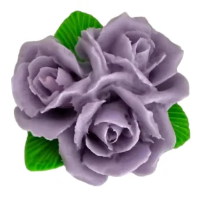Decoratiune Comestibila Din Zahar - Buchet De Trandafiri Mov Lila Ideal Pentru Torturi Si Deserturi