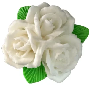 Decoratiune Comestibila Din Zahar - Buchet De Trandafiri Albi Pentru Decorarea Prajiturilor