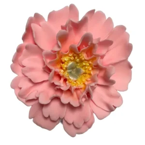 Decoratiune Comestibila Din Zahar Bujor Roz - Ideala Pentru Torturi Si Deserturi Dimensiune Aproximativ 11 Cm