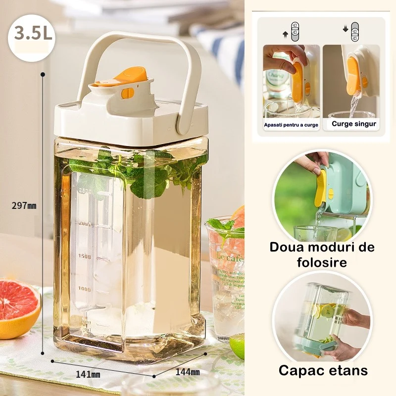 Dozator portabil pentru bauturi Vivimall, 3.5 litri, capac etans, duza deschidere/inchidere, recipent din plastic, gradat,...