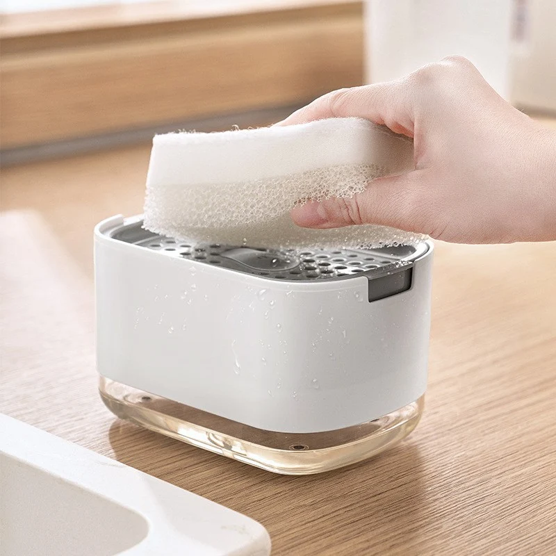 Dozator Vivimall, Dispenser 2 1 pentru Detergent Lichid de Vase sau pentru Obiecte Sanitare cu Suport pentru Burete de Buc...