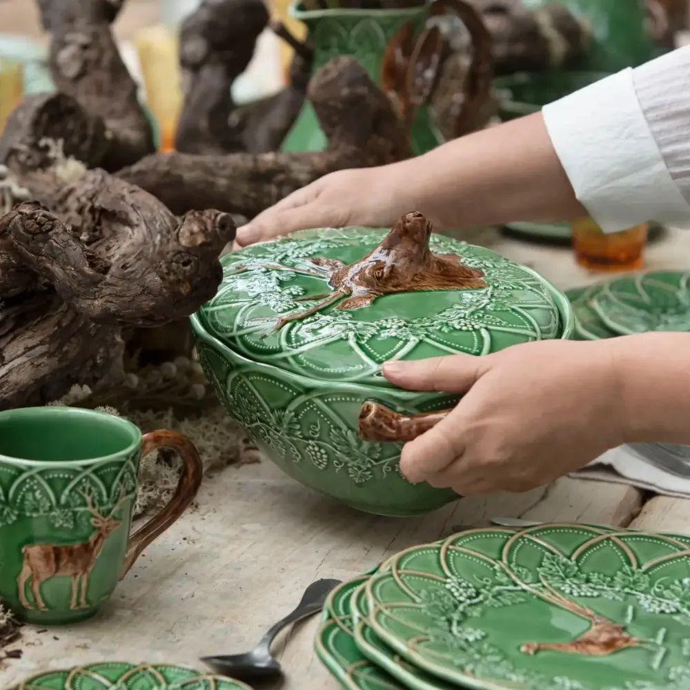 Farfurie pentru desert, ceramica, 24.5 cm, Deer Bosque - BORDALLO PINHEIRO