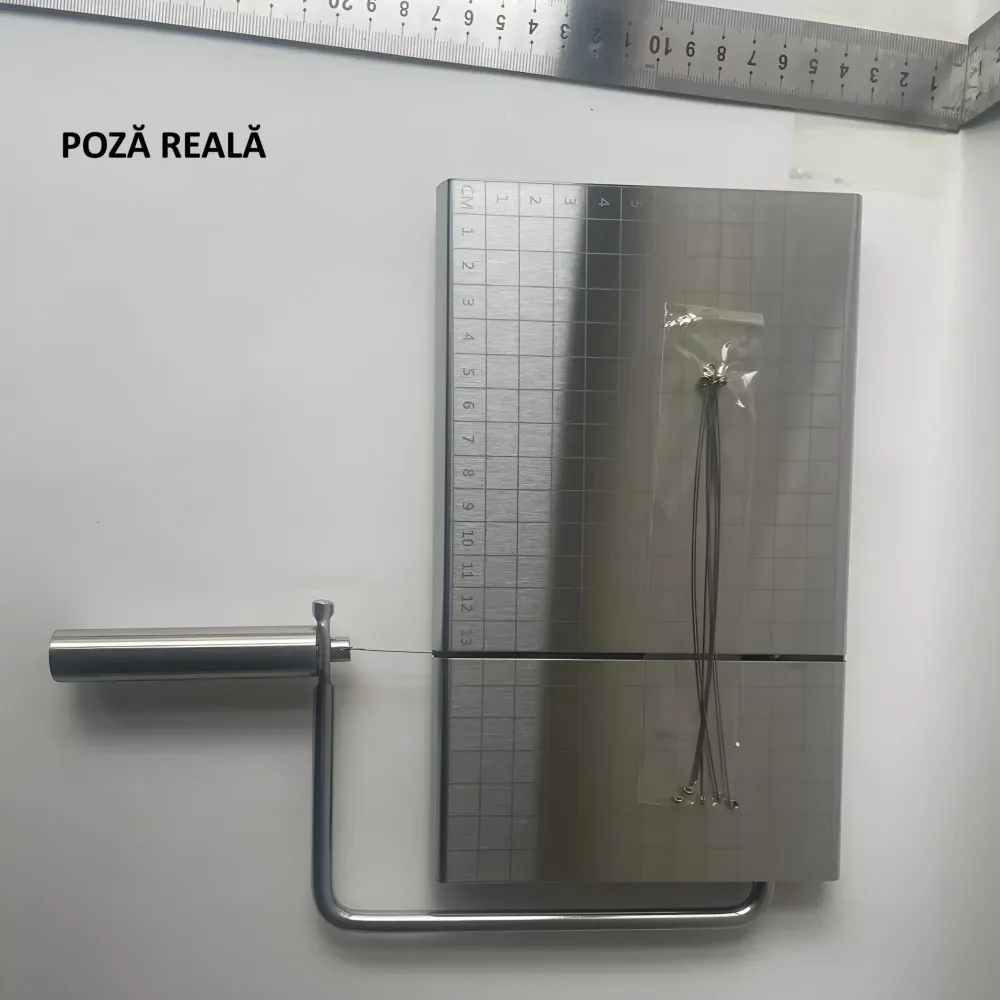 Feliator de Branza, Vivimall, din Otel Inoxidabil, 5 Fire de Rezerva, Maner Ergonomic, Scara de Masurare, 24x21cm, Argintiu