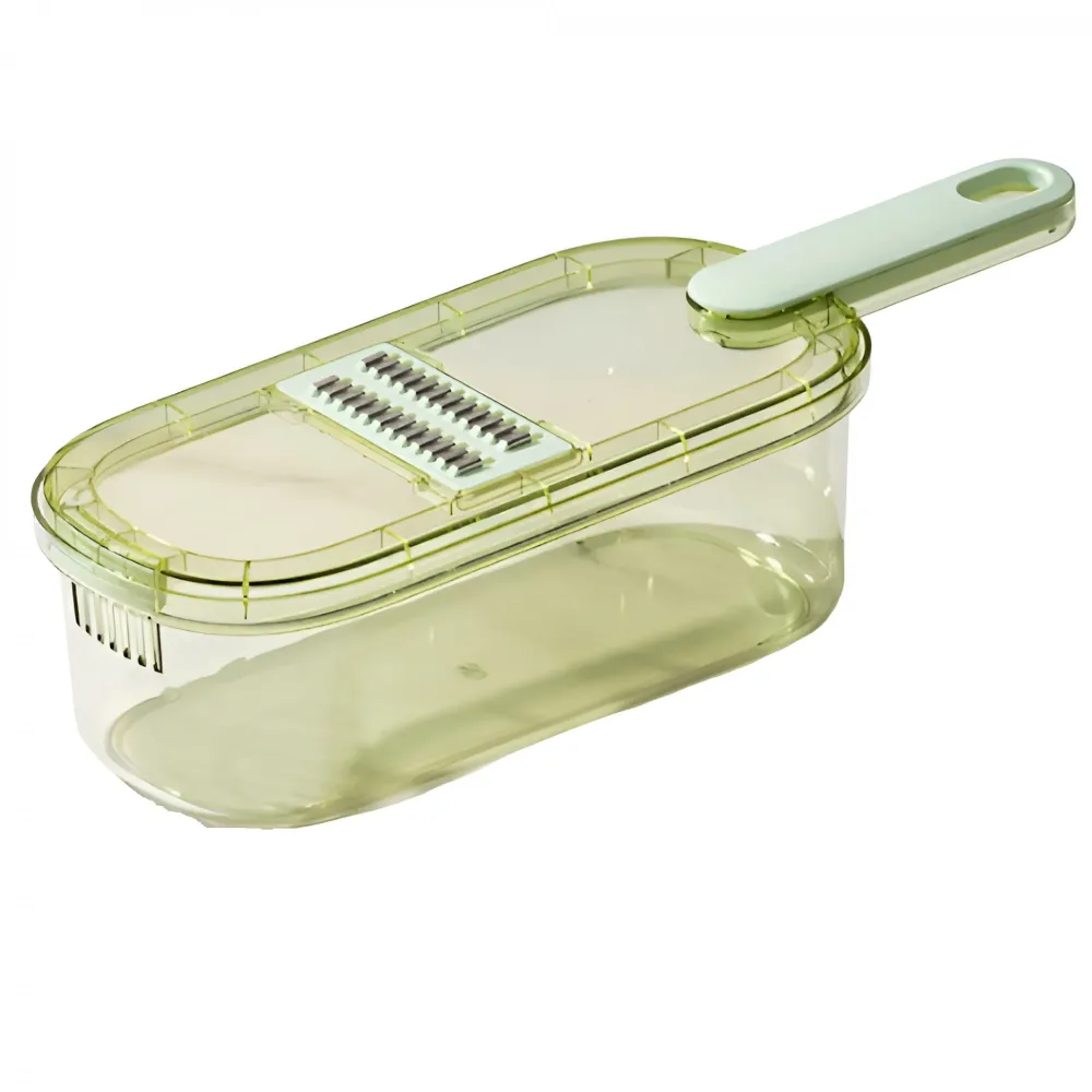 Feliator Multifunctional, Vivimall, 6 1, pentru Fructe si Legume, 9 Piese, Maner, Lame de Inox, Recipient Stocare, Protect...