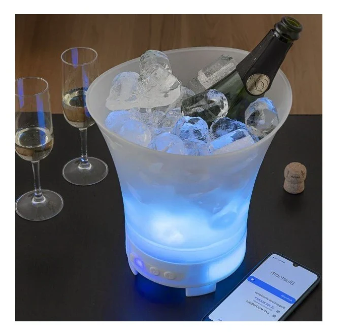 Frapiera cu lumina LED si difuzor Bluetooth, 7 culori, reincarcabila USB, capacitate 7L