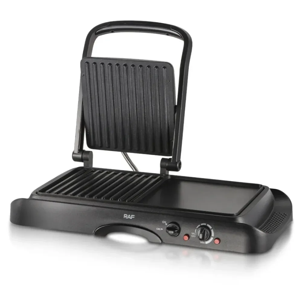 Grill și plită electrică 2 în 1 RAF R.2695 – Putere 1600W, suprafata antiaderenta, temperatura reglabila, culoare negru