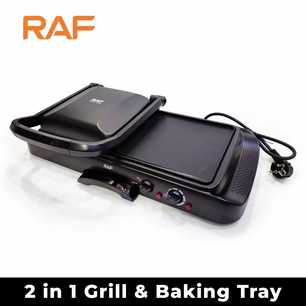 Grill și plită electrică 2 în 1 RAF R.2695 – Putere 1600W, suprafata antiaderenta, temperatura reglabila, culoare negru