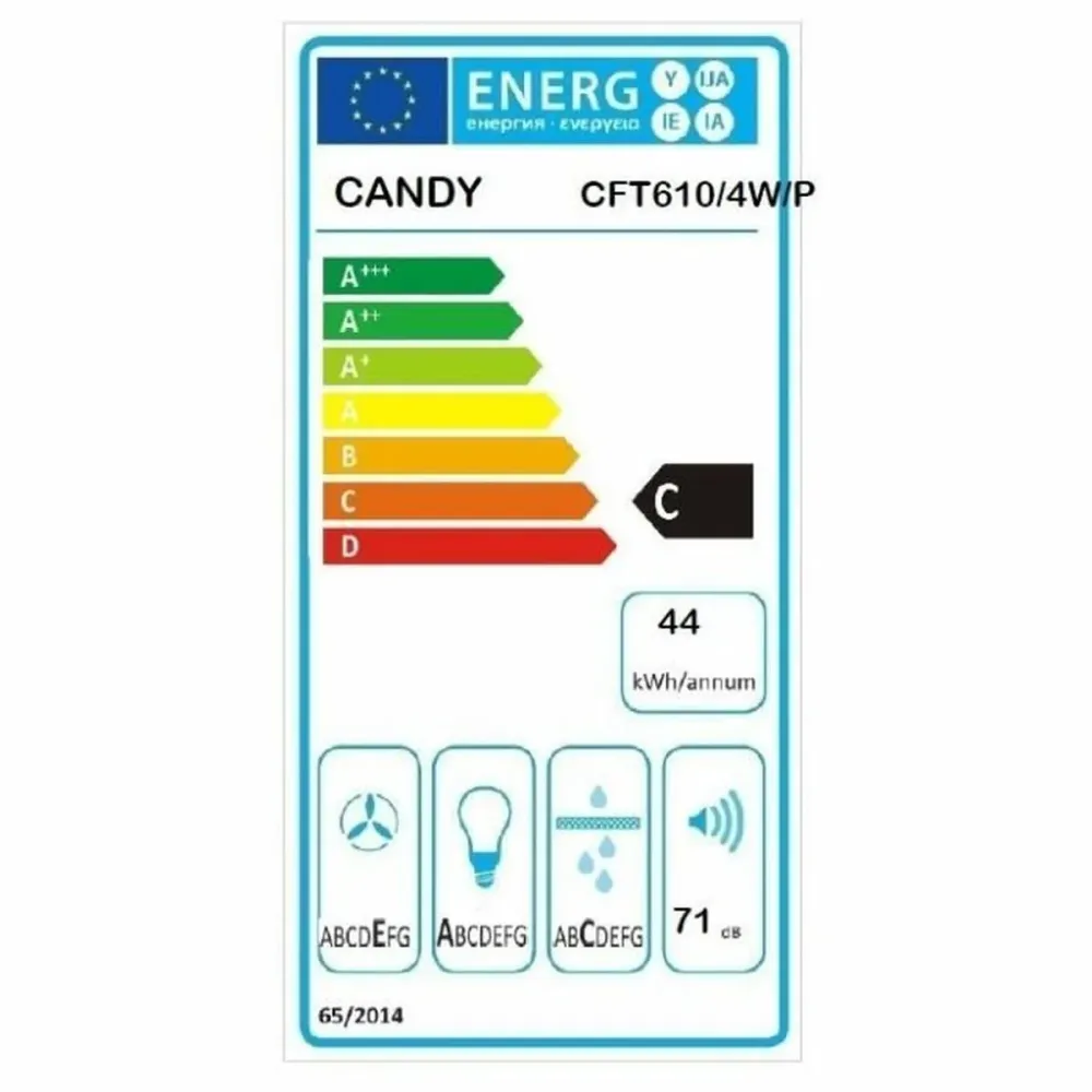 Hotă Convențională Candy CFT610/4W/P 60 x 8 x 46 cm Alb