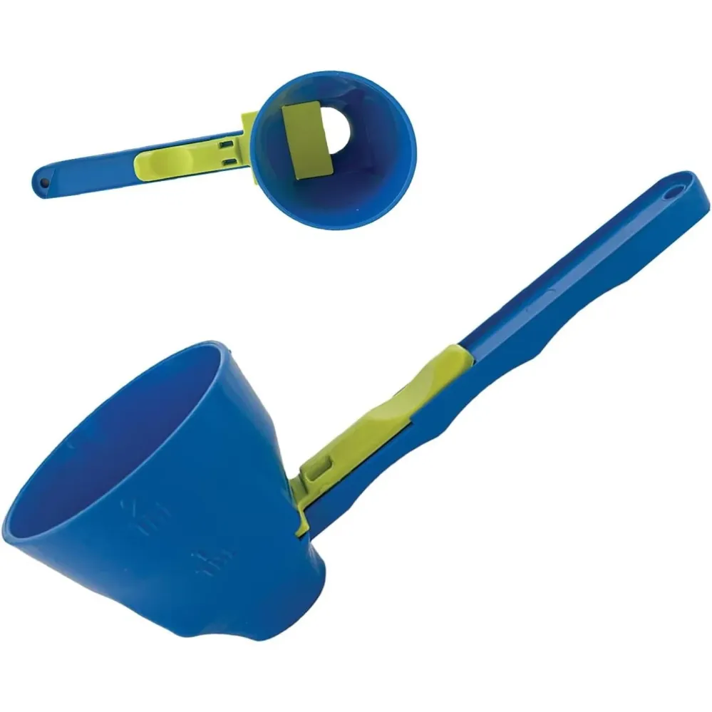 Lingura Gradata, Vivimall, Tip Palnie, din Plastic, Coada Lunga, 8 x 8 x 3 cm, Albastru/Verde