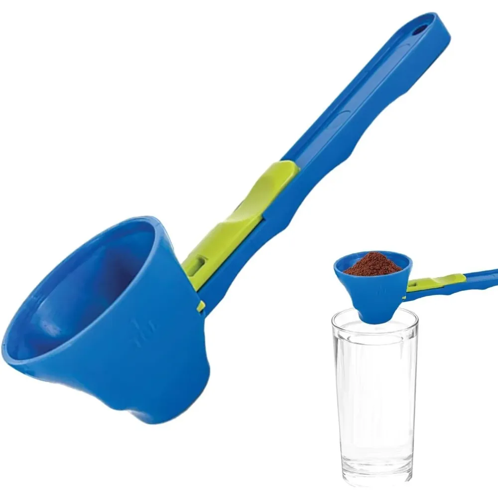 Lingura Gradata, Vivimall, Tip Palnie, din Plastic, Coada Lunga, 8 x 8 x 3 cm, Albastru/Verde