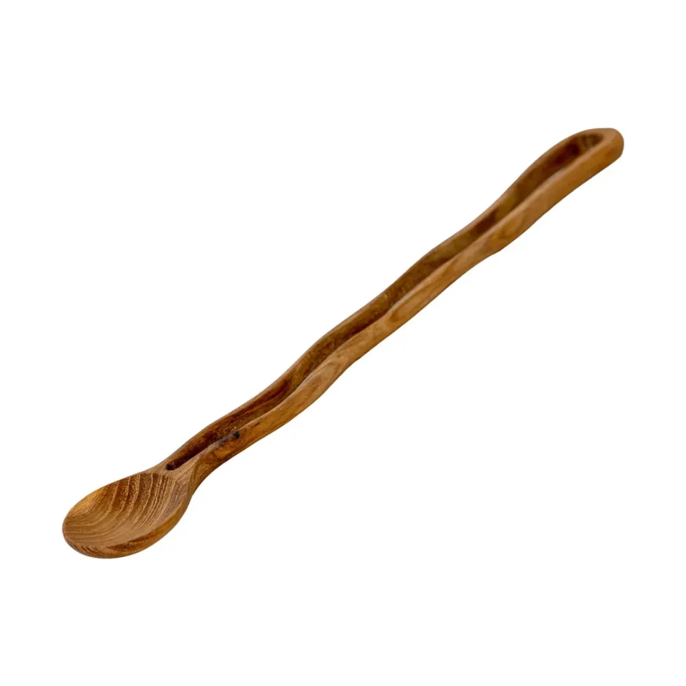Lingurita natur din lemn de tec 22 cm