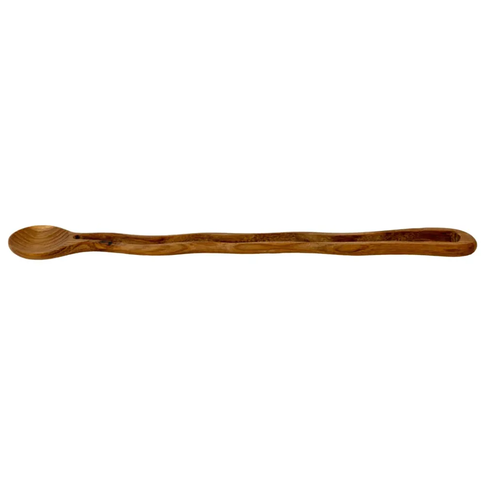 Lingurita natur din lemn de tec 22 cm