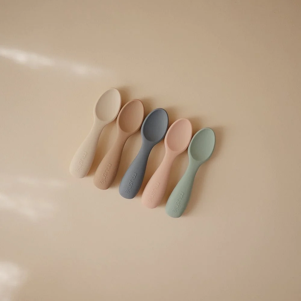 Mushie Starter Baby Teaspoons 2-pack Natural/Shifting Sand