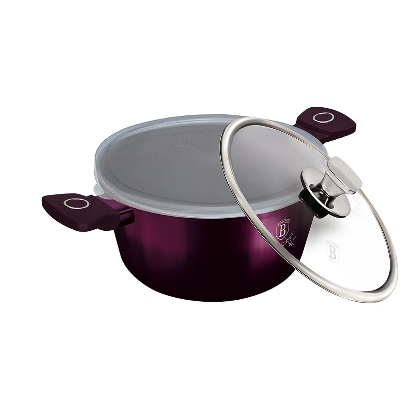 Oala Berlinger Haus Purple Eclipse, 20 cm, 2.2L, Inductie, Strat Titan 3X, Capac Plastic Inclus, Mov Metalizat, BH6628